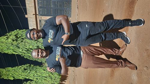 Two of the team in Sats On The Road tees